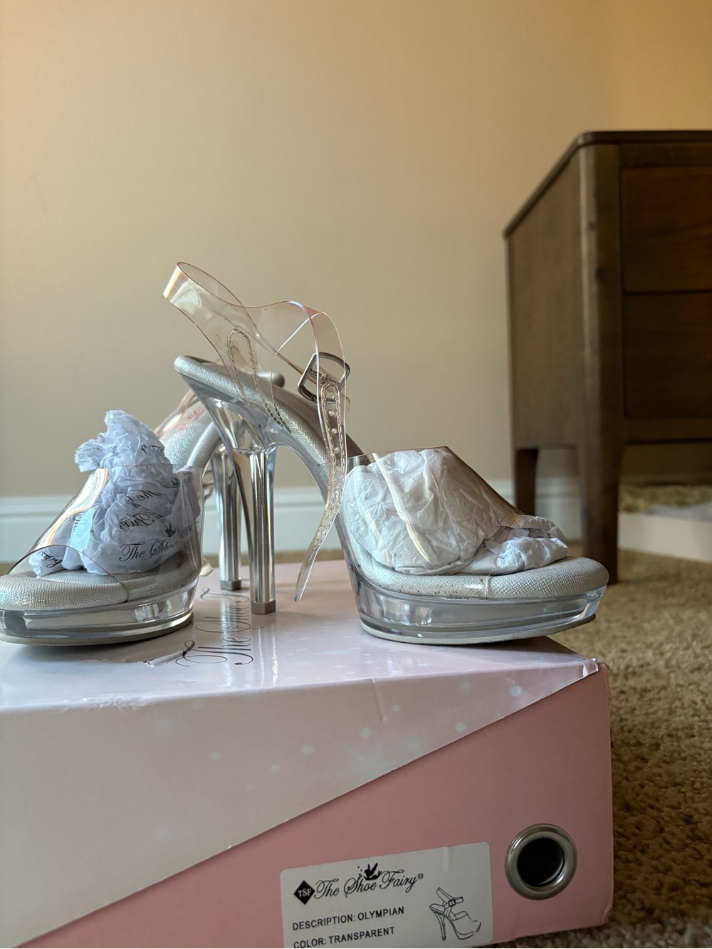 Silver Platform Clear-Strap High Heels